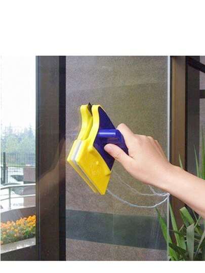 1 pieza Limpiador de ventanas magnético reforzado y de doble cara - Limpiacristales de doble cara, adecuado para el hogar, la cocina, el baño, el cristal del coche, con diseño antiarañazos y antideslizante, limpieza eficiente sin rayas, mango ergonómico y cómodo, aplicable para cristales gruesos y delgados, una herramienta práctica para limpiar ventanas de difícil acceso.