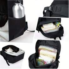1pc Black And White Cat Large Capacity 17-Inch Casual Backpack With Laptop Compartment, Adjustable Shoulder Straps, And Water Bottle Holder - Durable Lightweight Design For School, Work, Travel, And Picnics - Unique Gift For Family And Friends, Backpack For School, Work Commute, And Travel, Playful Design, Sturdy Construction - màu đen - Xem 3