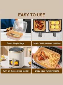 50pcs/100pcs Premium Oblong Air Fryer Liners, 8.6"X5.5" Rectangular Non-Stick Parchment Paper Sheets, Ideal For Baking, Roasting, Microwave, Suitable For Home & Commercial Kitchen, Air Fryer Accessories, Kitchen Essentials - Multicolor - View 6