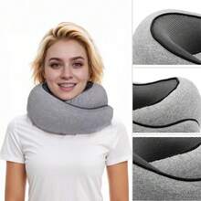 Portable Support Pillow For Travel, Compact Design For Airplane And Car Use, Grey - Default - View 9