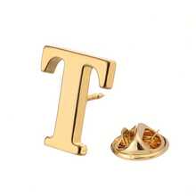 1pc Gold Alloy Letter Brooch Pin - Unisex Streetwear Design, Suitable For Suits, Shirts, Jackets - Halloween, Thanksgiving, Teacher's Day, Graduation, Shirt Button Decoration, Fun Letter Badge, Smooth Surface Pin, 26 Letter Gold Brooches, 20K Plated Unisex 26 Letter Brooch Pin - Letter Brooch - View 18