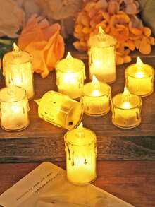 1pc Home Decor LED Electronic Candle Light (With Battery), Wedding Decoration LED Flameless Candle Light, Suitable For Holiday Decor, Party Decor, Proposal Decor, Valentine's Day Candle Light - White - View 9