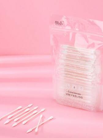 100支/包 便携式化妆棉签，双头棉签，用于紧急补妆、防止污渍，沙龙级精准化妆工具