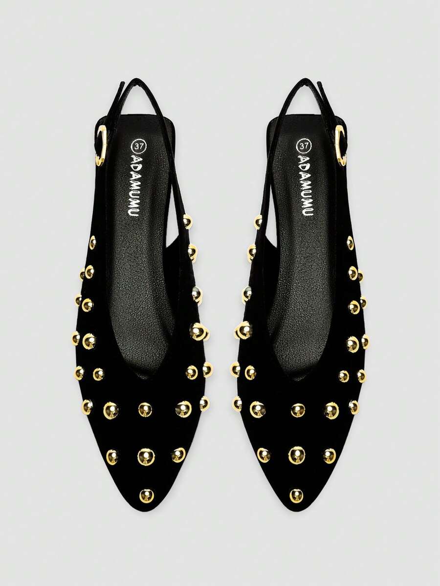 ADAMUMU New Women's High-End Fashion Comfortable Sequin Flat Shoes, Cute For Daily Wear, Spring/Summer Holiday - Black - View 1