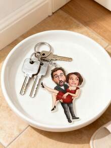 1 pièce Porte-clés de couple personnalisé amusant, porte-clés photo acrylique personnalisé, pendentif porte-clés de couple personnalisable, pendentif de couple créatif et amusant, cadeau de la Saint-Valentin pour elle à lui offrir, cadeau de couple, convient pour l'anniversaire des amoureux, la scène de confession, cadeau personnalisé - Multicolore - Voir 3