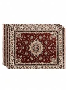 4 قطع من الحصائر ذات الطراز البوهيمي، ذات نمط زهري تقليدي شرقي مغربي عتيق هندسي، مناسبة لديكور غرفة المعيشة والمطبخ والمقاهي - متعدد الألوان - مشاهدة 6