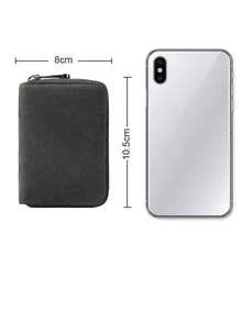 1pc Men's Faux Fur Multi-Slot Premium Multifunctional Card Holder Wallet