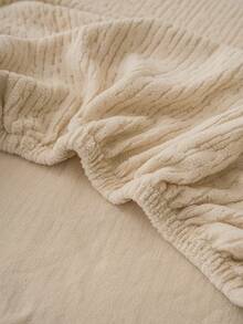 1件纯色提花弹力沙发套，包含坐垫套和靠背套，简约风格，四季皆宜，防宠物抓挠，易于清洁，适用于L型沙发 - 米色 - 查看 9