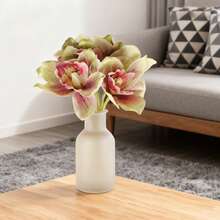 Artificial Orchid Faux Flower Bouquet Fake Flowers With Stems For DIY Bouquet Table Centerpieces Wedding Party Home Decor - xanh quân đội - Xem 5