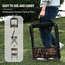 Padded Folding Fishing Chair With Rod Holder For Adults Upgraded Seat Size Outdoor Hunting Picnic Travel Camping Chairs Foldable Portable Ice Fishing Stool For Lawn Patio Garden Beach Hiking - Leaf Camouflage - View 7