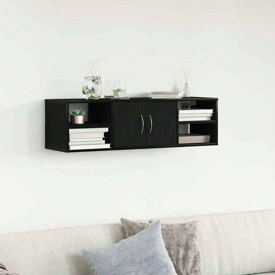 Étagère murale vidaXL Chêne noir 140 x 41 x 75 cm Matériau à base de bois - Multicolore - Voir 1