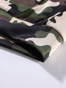 New Spring/Autumn Hooded Jacket, Camouflage Hooded Sweatshirt, Double Hood Design, Ribbed Trim, Open Front Hooded Jacket, Polyester Blend, Stretchy, Fashion Versatile - Apricot - View 8