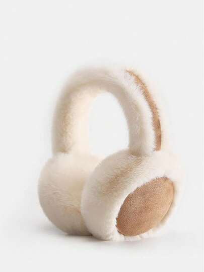 1pc Faux Suede Plush Earmuffs For Women, Korean Style, Warm Ear Cover, Windproof Ear Warmers For Winter