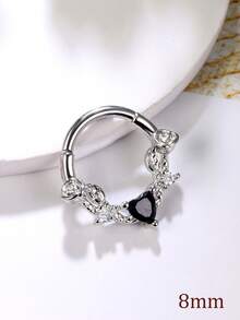 Leocuci 玫瑰方晶锆石鼻中隔环鼻环女式耳环防过敏耳轮软骨穿孔首饰 10 毫米 - 玫瑰 - 查看 12