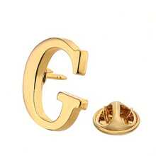 1pc Gold Alloy Letter Brooch Pin - Unisex Streetwear Design, Suitable For Suits, Shirts, Jackets - Halloween, Thanksgiving, Teacher's Day, Graduation, Shirt Button Decoration, Fun Letter Badge, Smooth Surface Pin, 26 Letter Gold Brooches, 20K Plated Unisex 26 Letter Brooch Pin - Letter Brooch - View 23