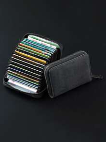 1pc Men's Faux Fur Multi-Slot Premium Multifunctional Card Holder Wallet