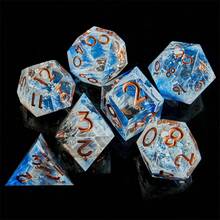 7pcs Resin Sharp Edge Dice Set, Resin Pointed Edge D&D Dice Set, Suitable As Gift For Polyhedral RPG Dice, Halloween & Christmas Gift - Baby Blue - View 2