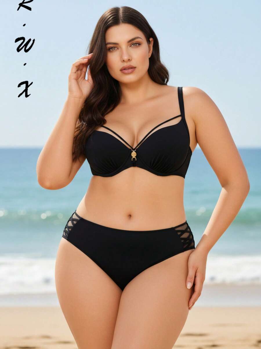 RWX VEST Plus Size Bikini With Structured Cups And Side Strap Detail 2025 XX544 - Black - View 1