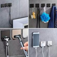 1pc Non-Punching Hook Shaver Holder, Men's Shaver Storage Hook, Wall Shelf Bathroom Hook And Shaver Holder Wall Kitchen Supplies, Household Hook - Black - View 7