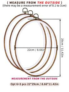 3 piezas Aros de bordado ovalados de estilo retro marrón con apariencia de grano de madera, marcos de estilo palaciego vintage para bordado de punto de cruz, bastidores de bordado, marcos de tufting, aros colgantes para atrapasueños, 7 tamaños, hechos de ABS y PVC con ganchos metálicos, adecuados para decoración de Halloween, Navidad, teléfono, llavero, bolso, escritorio, mesita de noche, accesorios de coche - Marrón - Ver 15