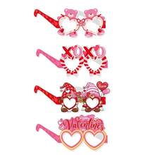 6pcs/8pcs Valentine's Day Party Decoration Glasses; Wedding Decoration Funny Photo Props Valentine's Day Paper Glasses - Multicolor - View 2