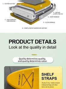 YHW-SURF 一套男女通用充气立式桨板，休闲沙滩冲浪板，包含气泵、桨、脚绳、背包、可拆卸鳍片和维修工具包