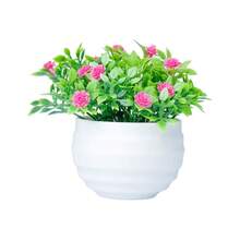 1/3pcs Mini Artificial Potted Plants With White Ribbed Pot - Flowers In White Yellow And Pink With Green Foliage Suitable For Living Room/Bedroom/Study/Office/Valentine's Day/Christmas/New Year's And Other Occasions