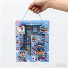 6 Pieces/Set Crayon Shin Chan Cartoon Ruler Eraser Notebook Set, Creative Drawing Office Supplies Shin Chan Stationery Set Gift (Some Parts May Come Randomly)