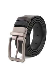 1pc Men's Reversible Belt, 2.8cm Wide, Fashionable Rotary Buckle - Black - View 1