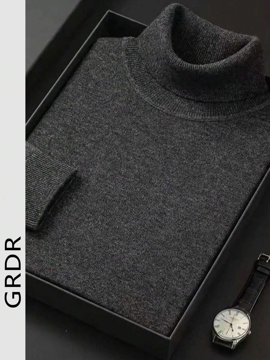 GRDR 男士圆领长袖毛衣，百搭日常针织套头衫