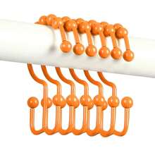 Shower Curtain Hooks,304 Stainless Steel Shower Rings For Bathroom,Double Glide Shower Hooks For Bathroom Shower Curtain Rods Curtains,Set Of 12 Hooks,Orange(Shower Curtain Hooks Style A ),Orange(ShowerCurtainHooksStylea) - 橙色(showerCurtainHooksStylea) - 查看 1