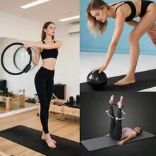 Equipo de Pilates para Entrenamiento en Casa - 11 Piezas Pilates Kit con Pelota de Yoga 25cm,Bandas de Resistencia y Aro de Pilates - para Pilates en Casa,Yoga y Ejercicio en Hogar(Gris) - Multicolor - Ver 6