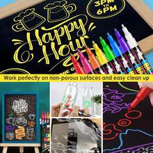 8/12 pièces/set Marqueurs craie liquide, surligneurs multicolores effaçables, marqueurs pour tableau d'écriture LED, vitre d'art, 8-12 couleurs - Multicolore - Voir 2