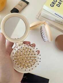 1pc/2pcs/3pcs Women Macaron Air Cushion Anti-Static Hair Brush, Solid Color Portable With Mirror Massage Comb, Hair Brush, Hair Styling Tool, Hair Styling Tool Set - Multicolor - View 3
