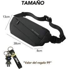 Rionera Multifuncional, Bandolera Cruzada Impermeable, Rionera Hombre, Bandolera impermeable, Llavero de regalo, Adecuado para actividades al aire libre como correr Gris - Gris - Ver 4