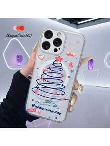 Estuche magnético transparente con diseño navideño para teléfono inteligente, compatible con for  16 Pro Max, 15, 14 Plus, 13 Pro, 12, 11, XS Max, X y XS.Estuche de acrílico + TPU, resistente a golpes, con diseño divertido. - Multicolor - Ver 2