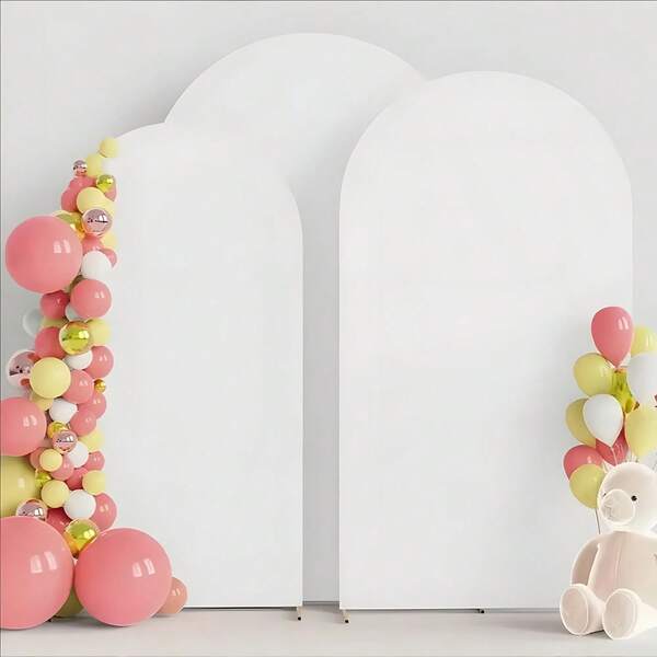 Arche de support, 1,5 m, 1,8 m, 2 m, 2,2 m Housse d'arche de mariage 2 côtés en tissu extensible ajusté. Toile de fond d'arche dôme pour décoration d'arche de mariage, fête d'anniversaire - Blanc (support non inclus, toile de fond en tissu uniquement)