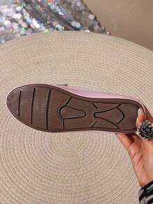 Spring New Women's Butterfly Loafers, Soft Leather English Style Penny Loafers Slip-On Flat Shoes - Pink - View 2