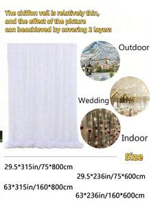 1pc White Chiffon Arch Window Curtain Sheer, Suitable For Indoor/Outdoor Wedding, Valentine's Day Decor, Ceiling Decor Ceremony, Party & Banquet Decor, Multi-Purpose Decor, Valentine's Day Wedding Backdrop Decor, Event Party Backdrop Decor - White - View 12