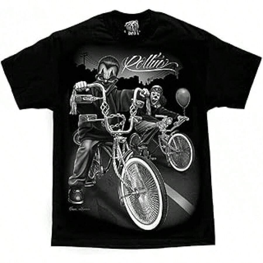 Cruising Lowrider Bike IT Clown Joker  Gangster David Gonzales DGA T Shirt XXXX-Large Black - 圖片的主色調 - 查看 1