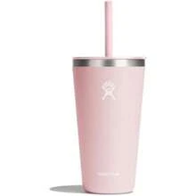 Flask - Tapa de popote, taza de viaje aislada, taza de café de acero inoxidable, 28 onzas, color blanco(Tapa con pajita Trillium) - Multicolor - Ver 1