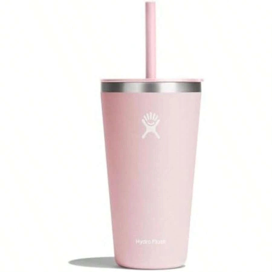 Flask - Tapa de popote, taza de viaje aislada, taza de café de acero inoxidable, 28 onzas, color blanco(Tapa con pajita Trillium) - Multicolor - Ver 1