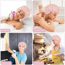 IEOVIEE Gorrito para bañarte de Mujer, Gorro de Baño Impermeable Doble Capa con Diseño Florido Único, Reutilizable para Pelo Largo, Corto o Rizado(Rosa - Fresco) - Multicolor - Ver 6
