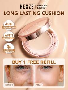 HEXZE 15克气垫粉底液，高遮瑕，持妆长达16小时，防水，买一送一替换装，01浅米色，适合白皙肤色 - 01 Light Beige - 查看 1