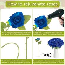 12 szt. niebieskich róż, sztuczne kwiaty, prawdziwe aksamitne kwiaty z łodygami, hurtowo do dekoracji domu DIY, na wesele, imprezę, walentynkowe prezenty, sztuczna róża - Niebieski - Zobacz 6