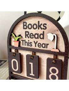 一套木质年度阅读记录器 - 可记录多达 999 本书，底座文字可定制，适合办公室/现代书架装饰，是送给读者、作家、教师、爱书人士的礼物，也可作为房间装饰、家居摆件或家居微缩模型。 - 彩色 - 查看 6