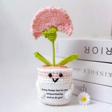 1個趣味正能量植物花朵鉤編裝飾品，手工鉤編向日葵盆栽植物，編織花朵，可愛鉤編裝飾飾品，馬鈴薯絨毛裝飾品，創意花卉編織，適合汽車、居家、辦公桌裝飾，鼓勵朋友，絕佳聖誕禮物 - 彩色 - 查看 13