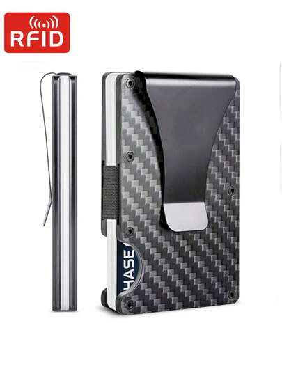 Anti-RFID kreditkortshållare herrplånbok högkvalitativ smal tunn metallbankkorthållarefodral pengarklämma pengaväskor svarta fickor minikortsplånbok present till män, fars dag