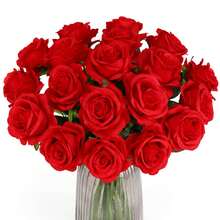 10 Buquê de Rosas Vermelhas Artificiais - Hastes de Rosas de Seda, Arranjo de Rosas Realistas, Ideal para Casa, Casamento, Hotel, Centros de Mesa de Escritório, Decorações do Dia dos Namorados, Decorações do Ramadã, Decorações do Eid Al-Adha
