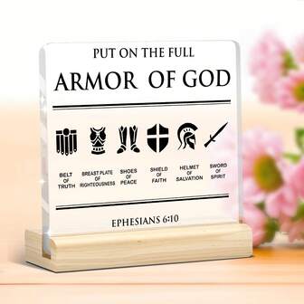 1Pc Armor Of God Bible Verse Acrylic Plaque - Inspirational Ephesians 6:10 Christian Decor For Home Office - Scripture Ornament Religious Gift Women Christmas Present Easter Birthday Pastor Appreciation Home Decoration,Christmas Decorations Home,Christmas Gifts,Birthday Decorations,Christmas Presents,Gifts For Women,Room Decor,Bedroom Decor,Home Decor,Room Decor Bedroom,Christmas Decorations